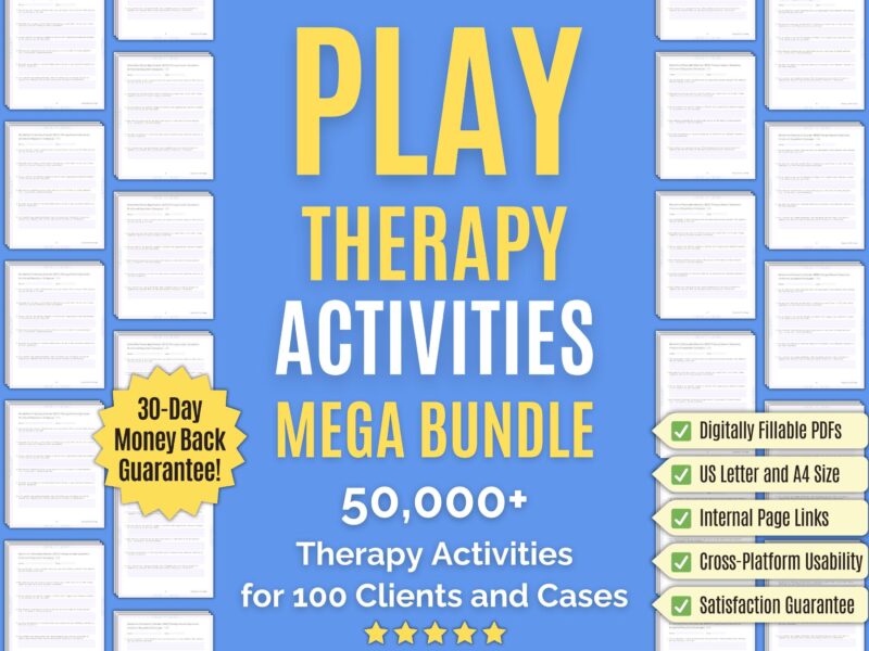 Play Therapy Activities Mega Bundle | Play Therapy Activities, Worksheet, Counseling, Template, Therapist Workbook, Psychologist, Tool